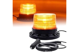 NWpangu LED Warning Strobe Light, 9V-30V Amber LED Flash Beacon Light with Magnetic and Stretchable Cord for Vehicles Forklift Truck Tractor Car Bus UTV, 1PCS