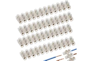 MODURIO 4 Pack 3A 12 Way Electrical Connector Blocks, 3 Amp 12 Way White Terminal Block Strip, Screw Type Choc Block Terminal Strip, Flathead with Easy Attachment Holes for Wiring Cable