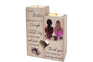 MONKRICT Gifts for Friends, Wooden Heart Shaped Candle Holder, Warm Wooden Candle Holder for Best friends, Women Bestie, Colored Print, for Bestie, Christmas, Anniversary, Birthday