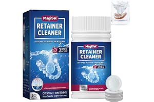 Retainer rengöringstabletter 100 tabletter, tandställningsrengörare flikar mynta färsk, tandrengörare flikar 3 månaders lager, retainer rengöringsmedel tablett håll dina retainer och fläckfria