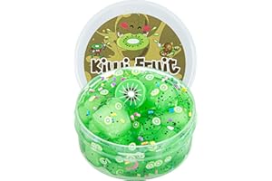 OKAYBEE Clear Slime, Green Kiwi Fruit Jelly Cube Crunchy Slime, Slime Party Favors for Kids, Slime Sensory Toys, Birthday Hallowmas Gift for Girls and Boys Ages 8-12
