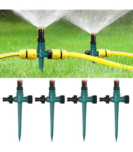 Irrigatore Rotante 360° Per Giardino – Copertura Grandi Aree – 3 Bracci Con Ugelli – Attacco Rapido