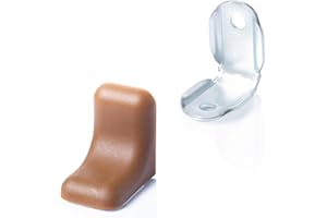 20 x sossai® Soportes de esquina Fabricado en acero galvanizado con tapa | Color: Marron Claro | BT2 | Conector de muebles / angular con tapa