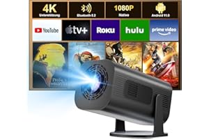 Eroshoo Mini rzutnik, kino domowe 4K z systemem Android 11.0, przenośny projektor, obsługuje 2.4/5G Dual WiFi i BT 5.2, 1080p Full HD z automatycznym systemem Keystone, obrót o 210°, czarny