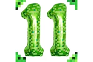Tourima 11 Zahl Folienballon Grün 40 Zoll, Pixel Luftballon 11 Geburtstag Junge Mädchen, Zahlenballon Deko 11. Geburtstag Kinder, Geburtstagsdeko 11 Jahre, Ballon Zahlen, Folienballon 11