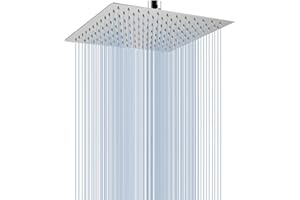 Voolan 10" High Pressure Rain Shower Head, Square Shower Heads Made from 304 Stainless Steel, Comfortable Shower Experience Even at Low Water Flow, Chrome