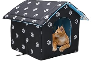 Vinnypet Katzenhaus Für Draußen Winterfest Wasserdicht Und Warm Faltbare Pet Tierheim Für Katzen Mit Abnehmbarem Kissen Für Streuner Haustiere 35x33x30cm