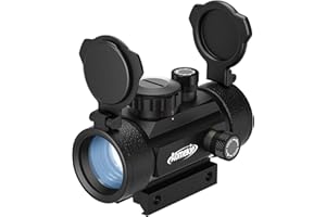 Aomekie Airsoft Viseur Point Rouge/Vert 5 Niveaux de Luminosité Lunettes de Visée Tactique Adaptable à 11mm / 20mm Rail avec Flip Up Couvercle de Lentille