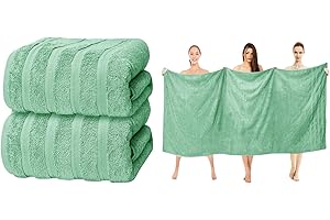 ZZZMRH Luxury 2 Pk Sea Foam Bath Sheets Premium Quality 100% Combed Cotton 650 GSM Jumbo Bath Sheet Set Quick Dry Towels Bath Sheets Highly Absorbent 2 Sea Foam Extra Large Bath Towels