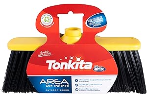 TONKITA | Area Scopa per Esterni, per Superfici Grezze, Pavimenti Ciottolati e Cortili, Setole in Materiale 100% Riciclato e Riciclabile, Molto Resistente - Made In Italy