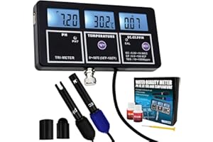 TEKCOPLUS 5 in 1 PH/EC/CF/TDS Temperature Meter Digital Water Quality Monitor Rechargeable Multi-Parameter Wall-Mount Test Meter