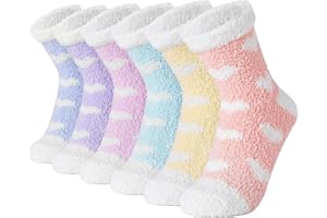 YANGTE Fluffy Bed Socks 5/6 Pairs Ladies Soft Fuzzy Slipper Socks Comfy Warm for Women and Girls