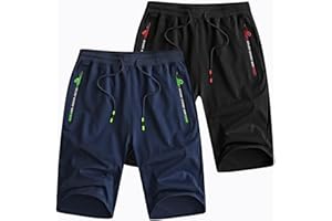 Csqtongan Pantaloncini Palestra Uomo Pantaloncini Sportivi da Corsa Pantaloncini Running in Cotone da Uomo con Tasche con Zip