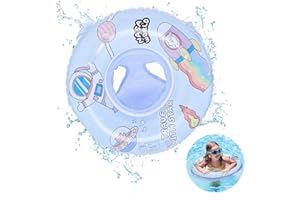 KATLINNA Baby Swimming Ring, Inflatable Swimming Seat Children with Cartoon Print, Swimming Hoop Baby from 1 Year to 3 Years, Baby Floating Ring, Swimming Ring Children for Boys and Girls