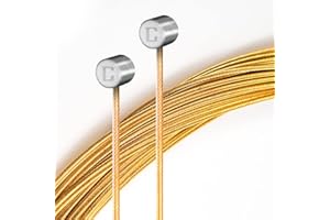 CNCLOL CNC Cavo Freno Bici,2 Pezzi 1700mm cavi Freno MTB，Pro Lucidatura e rettifica cavo freno bicicletta Con Cappellini End Crimps，Oro