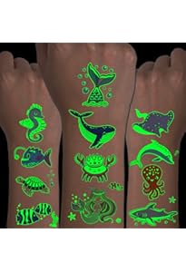 Tatouages Temporaire De Océan Pour Enfants, 15 Feuilles Tattoos Imperméable Tatouage Enfant, Animaux Marins Tatouages Temporaire Tatouages Respectueux De La Peau Pour Garcon Fille Fête D'anniversair