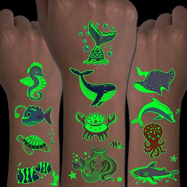 74 Glitzer-Meerjungfrau Tattoos Für Kinder – Temporär, Einzeln Verpackt, Wasserfest