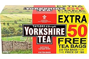SKUURTFR Yorkshire Tea Original Red Label 210 sachets de thé 656g - Bonne infusion pour un bon matin, 100% thé de haute qualité pour vos nobles désirs. Art of Blending - 130 ans.