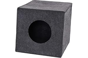 Qianly Felt Cave Cube Bed Sleeping Foldable Self Warming Cat Hideaway Cat House for Cats Dog Pomeranian Kitten Puppy, black