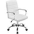 Yaheetech Executive Office Chair Swivel Computer Desk Chair Ergonomic PU Leather Task Chair White