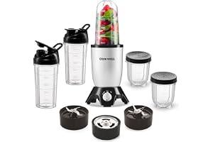 Cookwell Bullet Mixer Grinder (5 Jars, 3 Blades, Silver) - 600 Watts - 2 Year Warranty
