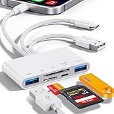 5 in 1 SD/TF Card Reader Adapter for Phones/Tablets/Android Devices/Type C and USB A, Dual Slot Memory Card Reader Compatible