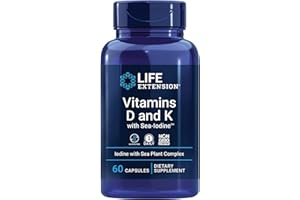 Life Extension, Vitamina D3 y K2, con Yodo Marino, Depot, 1 Cápsula cada 5 Días, 60 Cápsulas, Probado en Laboratorio, Sin Gluten, Sin Soja, No GMO