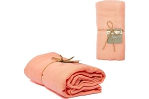 BEBICCO Couverture d'Emmaillotage/Lange bébé, Rose Saumon, 120x120cm en Coton Bio (certifié GOTS) & Bambou : Douce, Légère, Respirante, Polyvalente & Facile à Entretenir - Idéale comme Cadeau