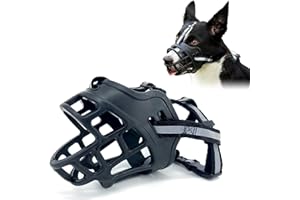 OKDANCE Dog Muzzle for Medium Dogs Adjustable Dogs Muzzles for Xl Bully Breathable Basket Muzzle with Reflective Strip to Prevent Biting Barking Chewing (Medium)