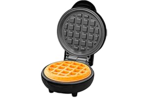 Innoteck Mini Waffle Maker 550W, Non-Stick Removable Plates, Quick Heating, Cool-Touch Handle, PFOA-Free Chaffle Machine for Kids, Breakfasts, Snacks & Desserts – Black