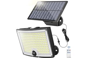 Ortiny Luz Solar Exterior 【202 LED | 3 Modos | IP65 | 1 Paquete】 Focos Exterior Solares | Focos led exterior solares | Lamparas Exterior para Jardín | con Sensor de Movimiento Garajes Luces de Jardin