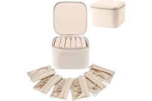 Aucuu Smyckeskrin, liten resesmyckesorganisatör, smyckesförvaring med 6 smyckesfickor i sammet, bärbart smyckeskrin för ring, halsband, armband, gåvor för kvinnor