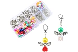 HERZWILD Guardian Angel Make Your Own Set Keyring Angel Charm Pearl Angel Pendant for DIY Wedding Jewellery Necklace Crafts