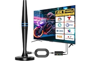 NICEJOOE TV Aerial, Digital TV Aerial Indoor for Freeview TV, 280+Miles Long Range TV Strongest Signal Booster Amplifier Support 4K 1080P and All TV