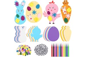 JULBEAR Easter Foam Crafts for Kids, 260 Pcs Stickers Egg Rabbit Carrot Chick Arts and Crafts Kits, DIY Stickers Set for Kids Party Favors Supplies