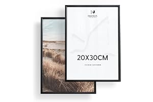 Heimlich Doppia confezione (2 pz.) Cornici in alluminio - con vetro acrilico antisfondamento - 20x30cm, Nero