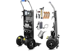 AFITDON Carretilla de Mano eléctrica de 1250 W, con Capacidad de Carga de 900 lbs/408 kg, soporta escaleras y descensos, Pesada Escalera con Cuerda de Seguridad y Bomba de Aire para el Transporte de Muebles