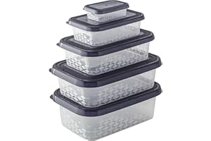 BranQ Home essential Lot de 5 boîtes de conservation ORI en plastique sans BPA Noir Différentes tailles