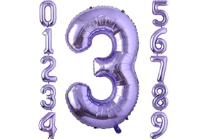 IEFOAH Giant Purple 3 Balloon, 40 inch Number 3 Balloon for Girls Boys Birthday Decoration, Large Helium Foil Balloons Decoration for Birthday Party, Wedding, Anniversary, Graduation