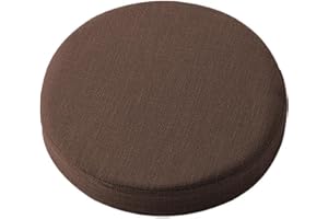 WAIGG KII Cuscino rotondo spesso per sedia, rotondo e lavabile, per interni ed esterni, sala da pranzo, patio, cuscino antiscivolo (35 x 35 x 8 cm, marrone scuro)