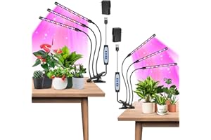 Garpsen Lampada LED per Piante, 2 Pezzi, 3 Teste, Spettro Completo per Interni, 120 LED, 3 Modalità di Cambio, Timer ON/OFF 6/12/16H, 5 Livelli di Luminosità