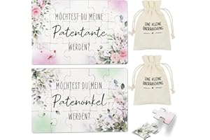 GEBETTER 2* Puzzle Patentante und Patenonkel Fragen Möchtest du Meine Patentante Mein Patenonkel Werden Schwangerschaft verkünden Taufpatin Geschenk Taufpaten Fragen Geschenkideen für Geburt Taufe (Blume)
