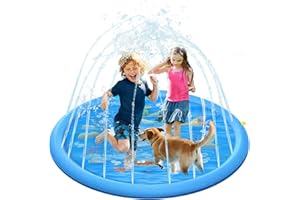 FARNIRVANA 170CM Splash Pad, Wasserspielmatte für Kinder und Haustiere, Rutschfestes Sprinkler Matte aus PVC, Sommer Wasserspielzeug für Garten, Balkon & Outdoor Aktivitäten