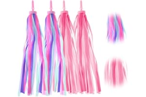 oruola Lot de 2 paires de franges de guidon de vélo pour enfant - Franges colorées pour guidon de vélo d'enfant - Décoration pour guidon de scooter - Serpentins - Décoration de vélo