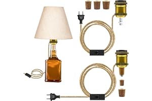 LAKONEI 2 piezas Botella de metal light kit E27 Soporte para Lámpara de Botella con Interruptor y Enchufe lámpara de mesa botella de vino diy Lampara para Botella