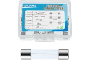AUKENIEN 5A 5 ampere 250 V glasäkring 5 x 20 mm snabbsmältande glassäkringar för hushållsapparater
