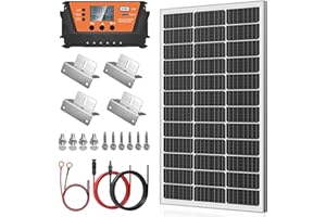 WERCHTAY Kit de panneaux solaires 120 W : module solaire monocristallin 120 W 12 V + contrôleur de charge solaire 30 A, câble solaire, pour batteries 12 V, système solaire, camping-car, caravane, bateau, carav