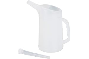 Relaxdays Oljekanna 2 L, flexibelt påfyllningsrör, oljemätkopp, skala, oljebyte, okrossbar, bil, verkstad, PE