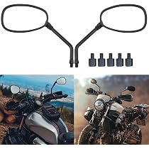 Rétroviseurs Moto Argent - 15x5 Cm, Filetage 8mm Ou 10mm, Réglables, Pour Scooter, Chopper, Cruiser