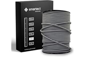 smartect Cavo Elettrico Tessile Grigio Oscuro, 3 Metri Filo Elettrico Vintage, Tripolare (3 x 0.75mm²) Cavo Elettrico Rivestito in Tessuto per Fai da Te